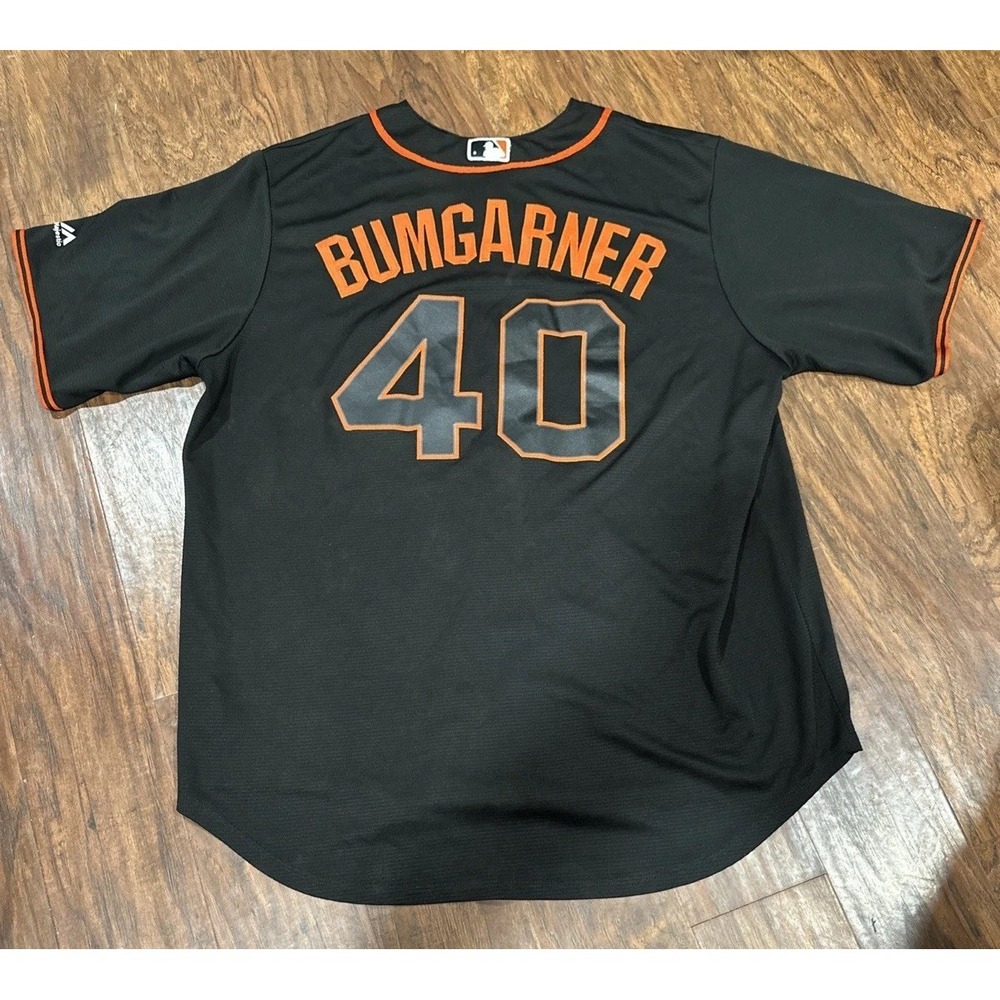 Madison Bumgarner San Francisco Giants Majestic Jersey Black Sewn MLB Men XL